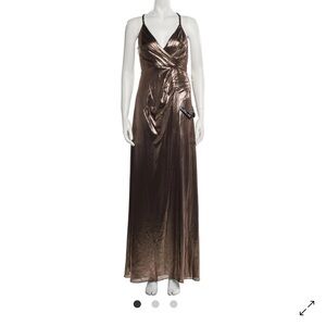 Retrofete Brown Spaghetti Strap Maxi Gown
